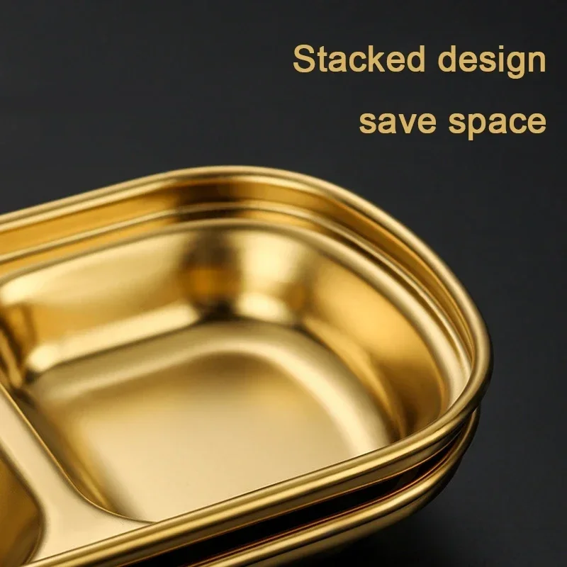 

1/2/3/4 Grids Stainless Steel Seasoning Dish Multi-grid Barbecue Dipping Dish Dipping Bowls Vinegar Plates Kitchen Tableware