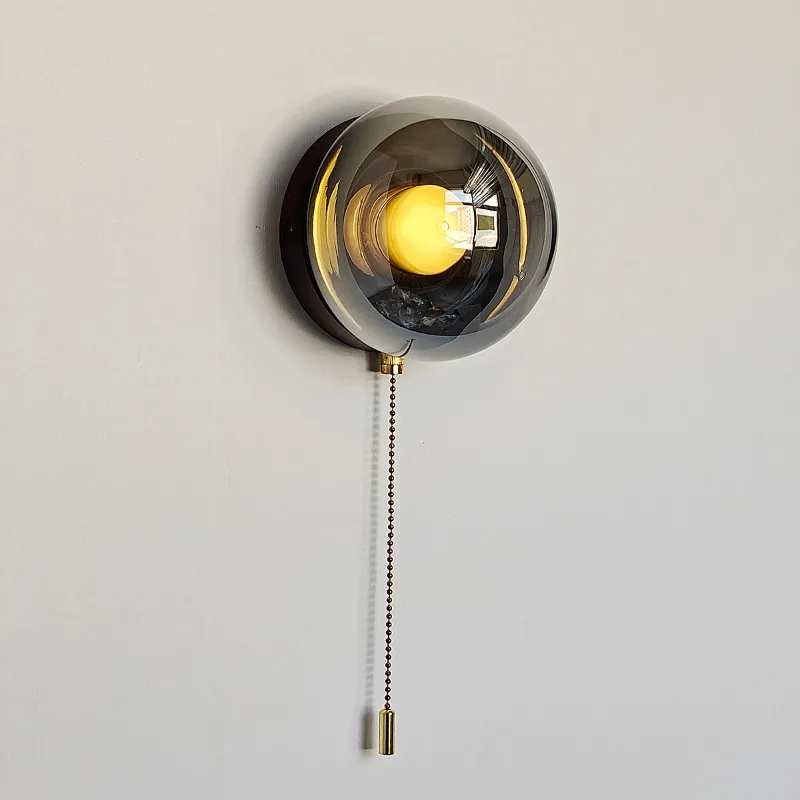 Vintage Wall Lamp for Living Room Bedroom Study Decorative Light with Zipper Switch Round Design