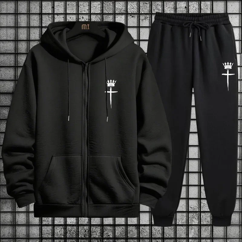 

Single Zip Up Hoodie and Single Sports Pants 2026 Spring Quality Men's Tracksuit Casual Simple Fashion Sportswear Daily Jogging
