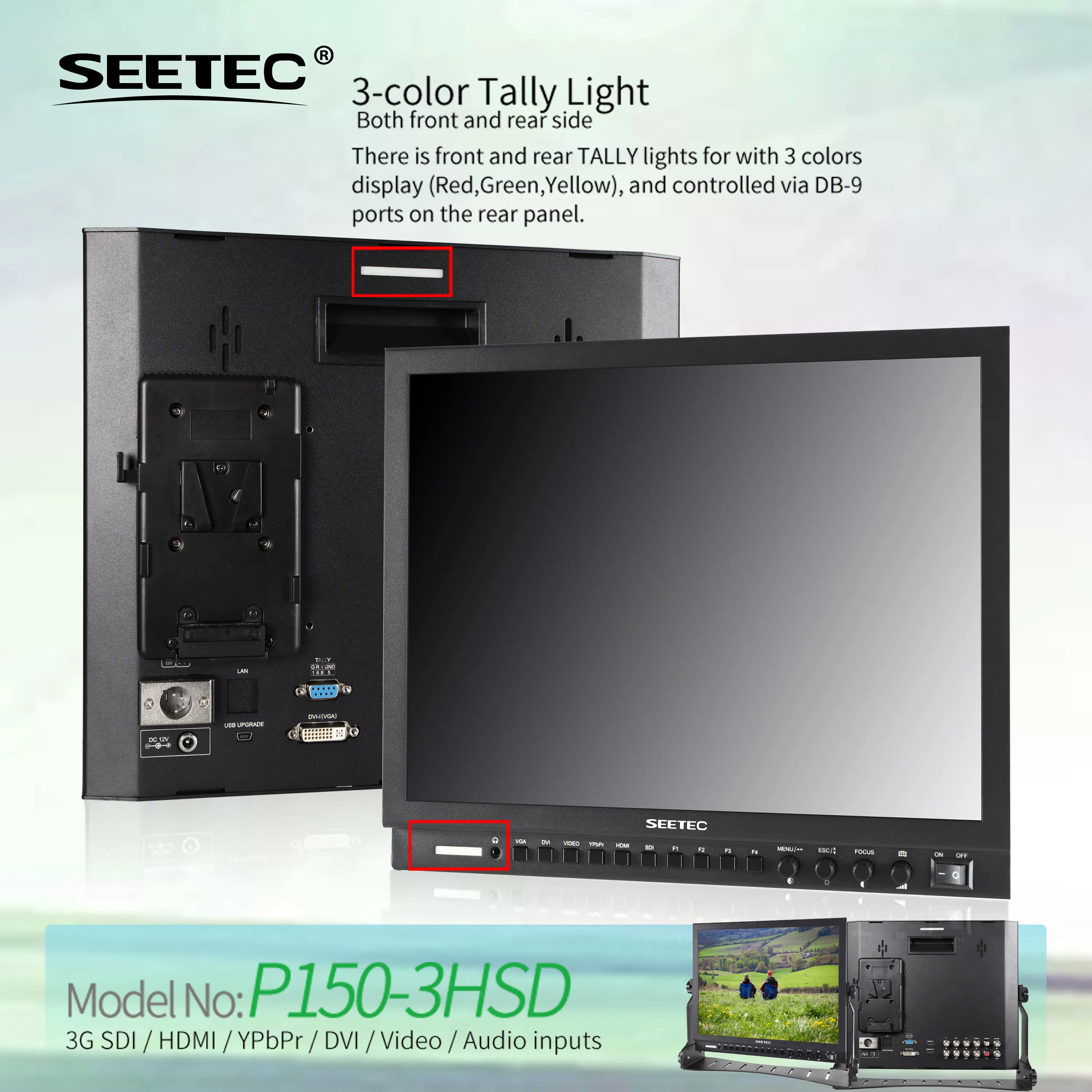 SEETEC P150-3HSD 15" HD Broadcast Monitor | 3G-SDI/HDMI/YPbPr | Aluminum OEM Factory Direct Custom Logo