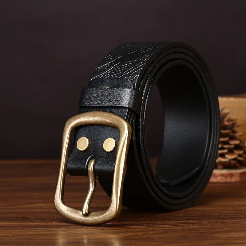 

Модный мужской ремень в стиле ретро с тисненым узором в виде дракона, из натуральной кожи, универсальный, стильный, повседневный, для джинсов.