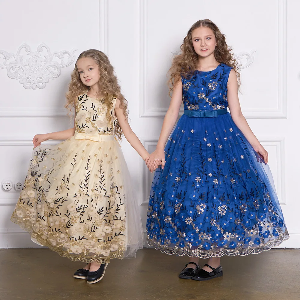 

Girls Party Dresses Sister Girls Elegant Dresses Wedding Birthday Party Prom Long Gown First Communion Ceremony Princess Dress