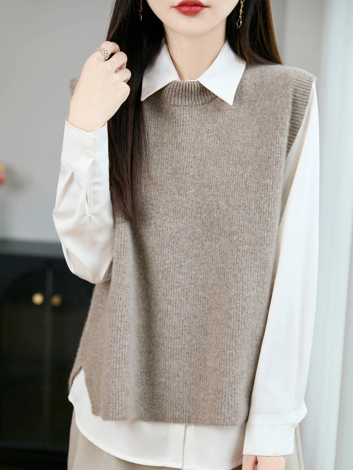 الخريف الشتاء الجولة Ne Svel الصوف الخالص محبوك سترة المرأة فضفاضة Faion تنوعا السترة سترة دافئة تخفيف S...