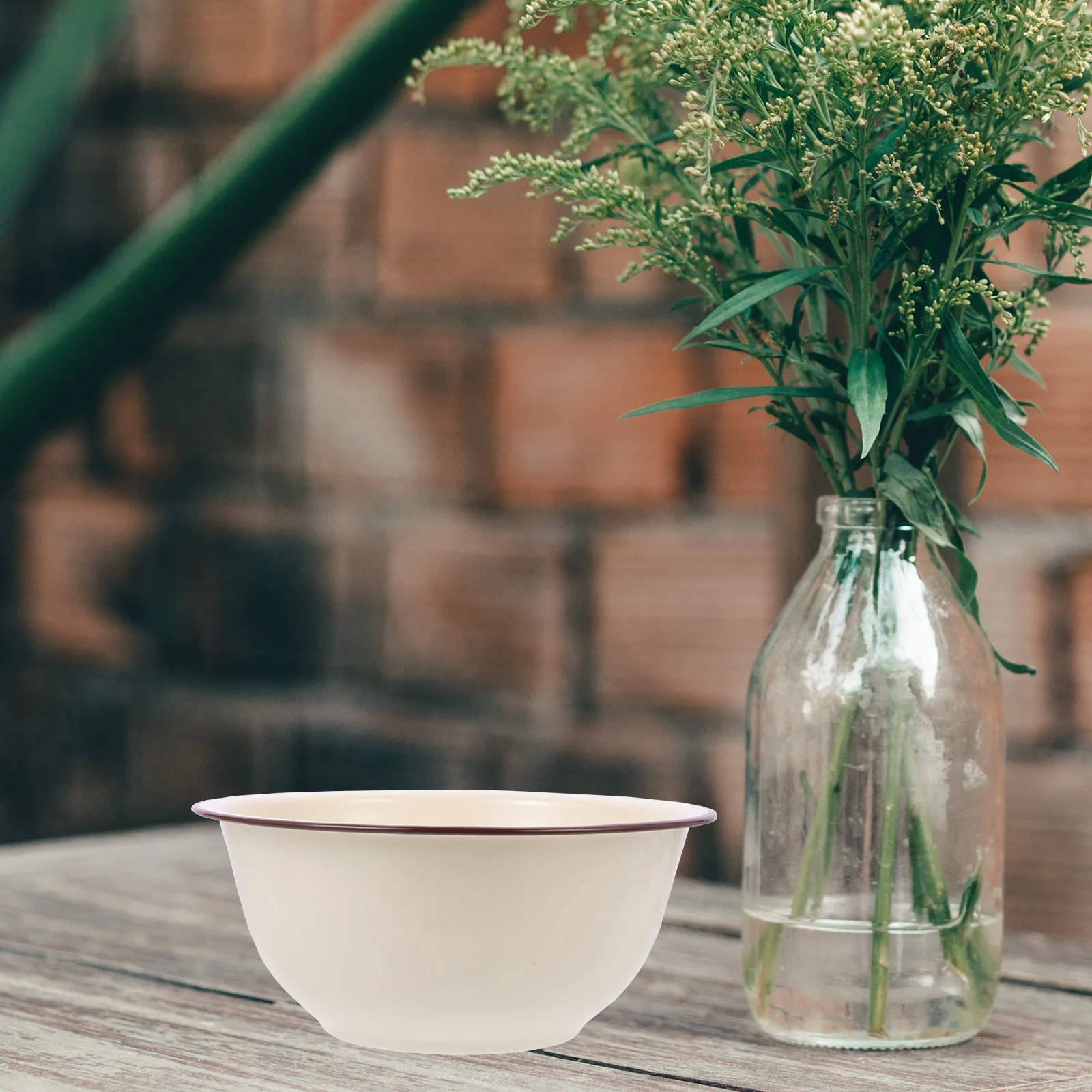 

2pcs Enamel Bowl Vintage 14cm Retro Kitchenware Deep Basin for Soup Fruit Storage Lard Oil Mixing Rice Washing