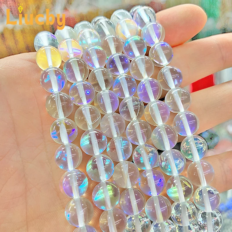 White sparkling round bead crystal Stone Round Beads For Jewelry Making Rings DIY Accessories Necklace 15\