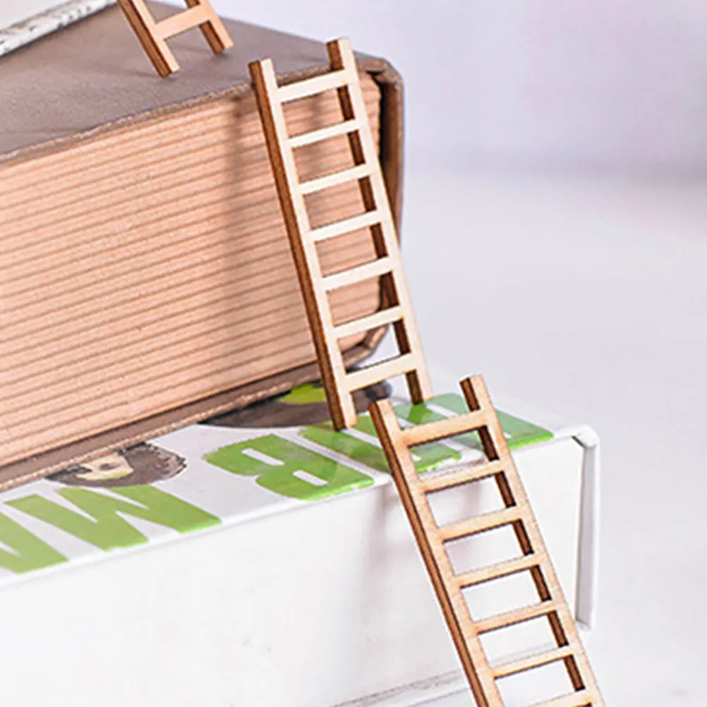 

10pcs House Wooden Ladders For Sand Table Landscape House Decor Miniature Landscape Diy Craft Accessory