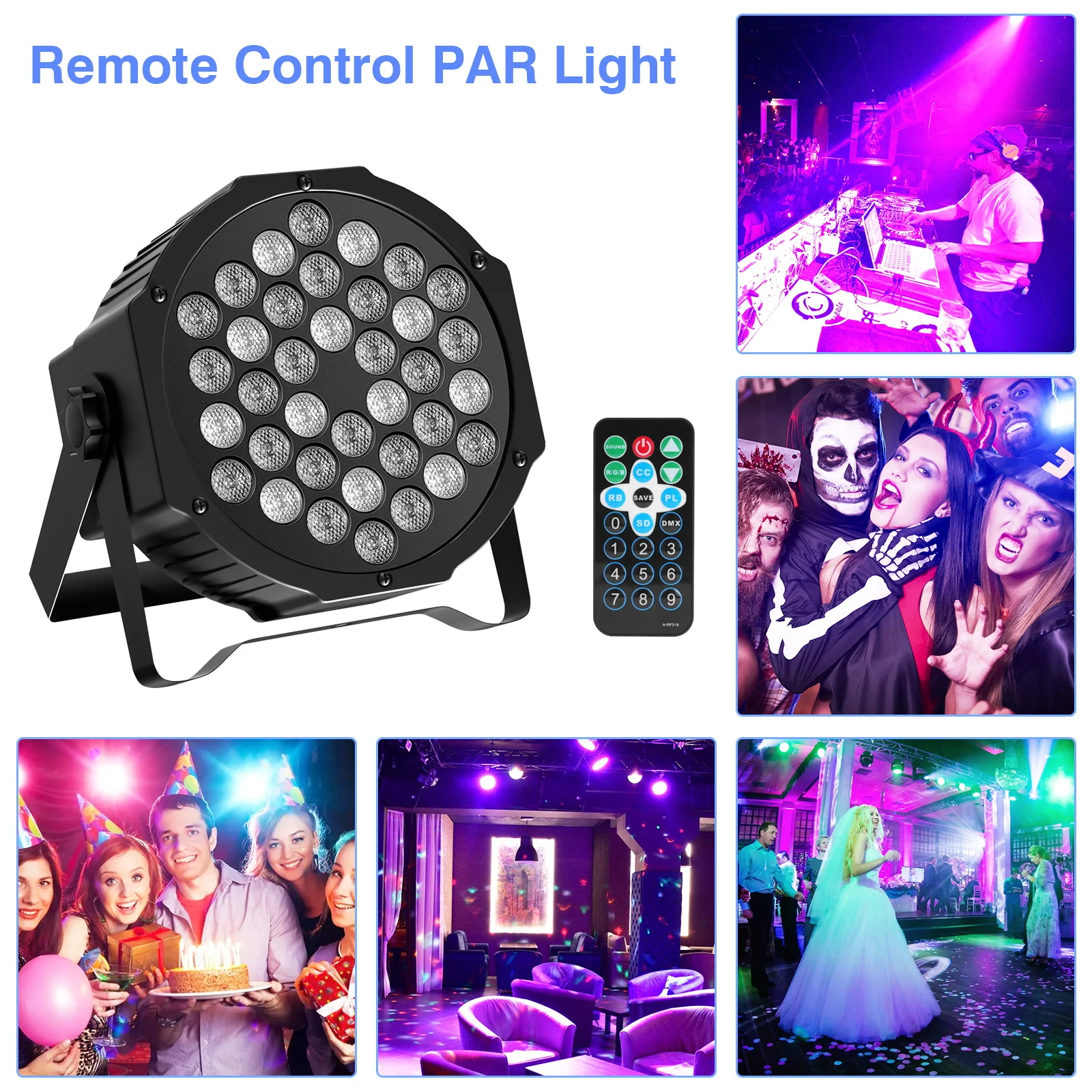 Yiflamefly RGB 36W LED Par Lights Stage Lights with Wireless Remote Sound DMX512 Control For DJ Party Stage Effect Lighting