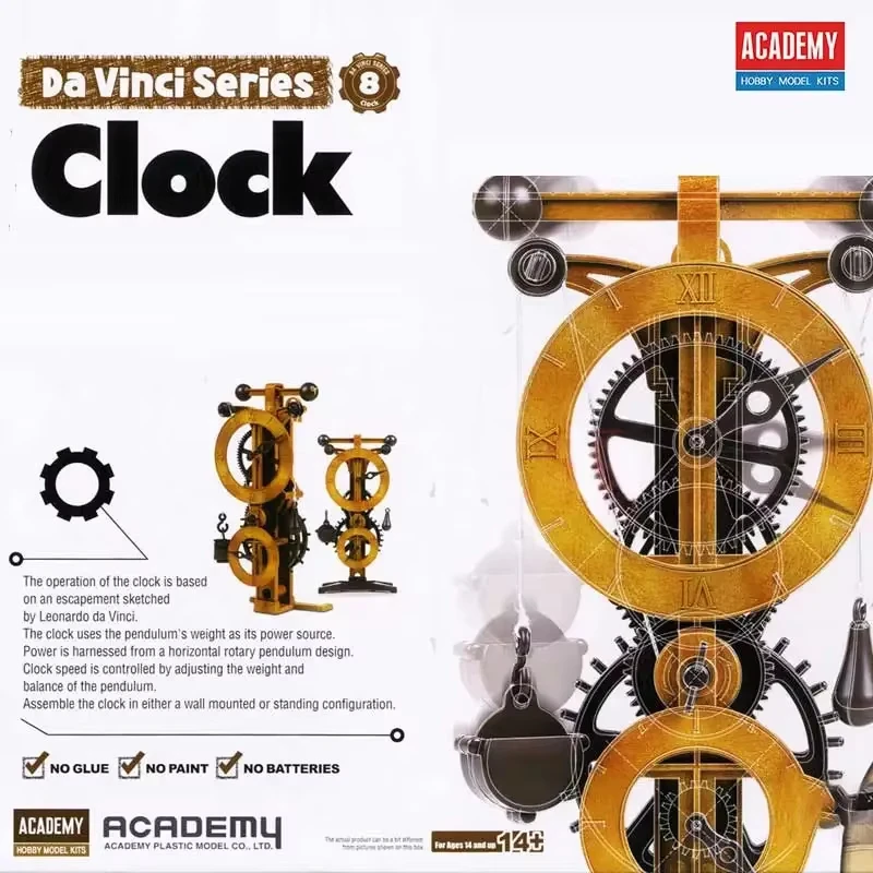 Academy Assembling Model Kit, Da Vinci Science Series 18150 Clock, Glue-Free Movabl