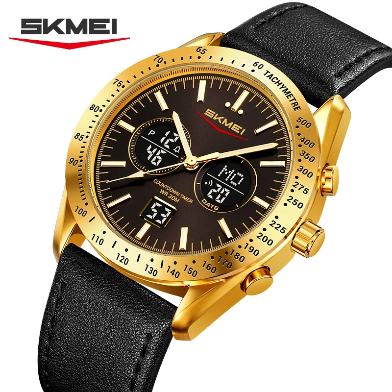 

SKMEI 2503 Модные мужские электронные наручные часы с календарем, светящимся дисплеем, таймером обратного отсчета, будильником, двойным дисплеем, повседневные часы для мужчин