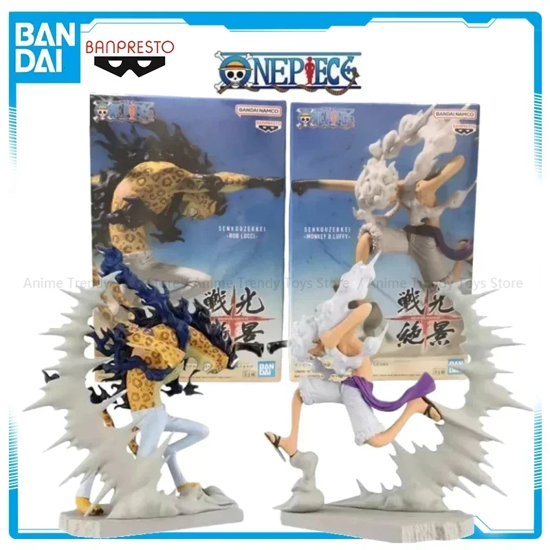 In Stock Bandai Original Banpresto Senkozekkei One Piece Luffy Gear 5 Nika Vs. Rob Lucci PVC Anime Figures Model Collection WY