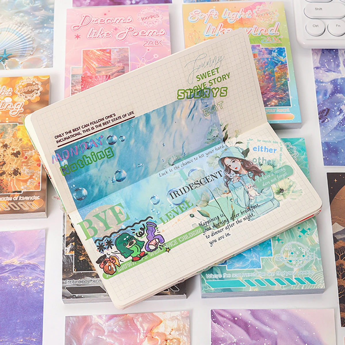 100 ورقة في كل عبوة من ورق الحرف اليدوية العتيق القابل للكتابة، تتميز بأنماط زهور الفراشات المختلفة، لتزيين الكمبيوتر المحمول بنفسك #3