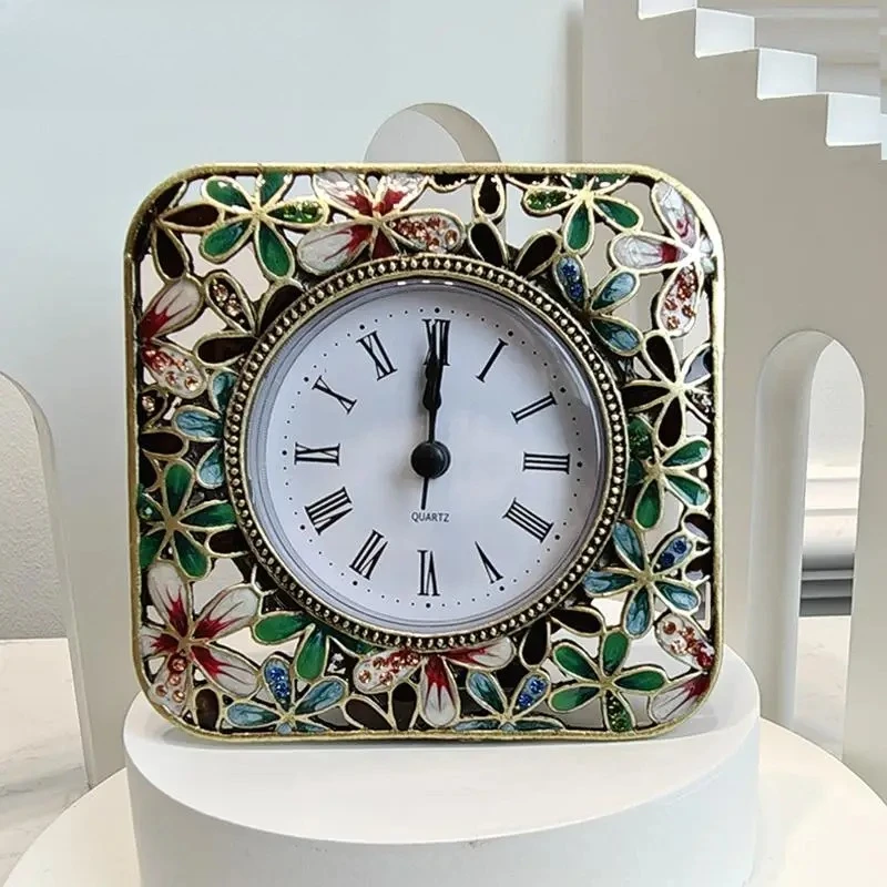 Enchanting Enamel Table Clock: Ideal for Hot Pot, BBQ & Seafood Buffet Eateries, Doubles as a Gorgeous Floral Durable furniture