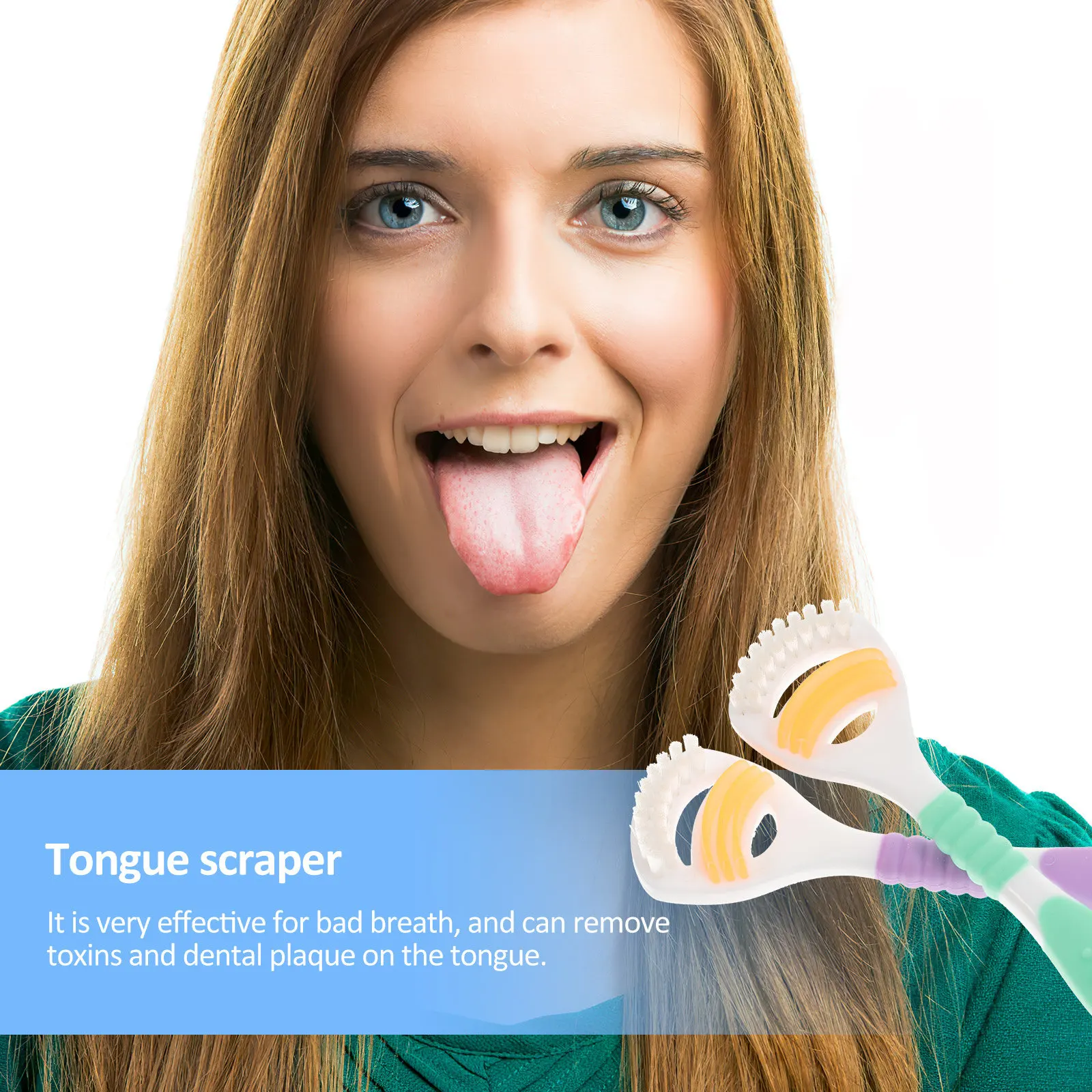 6Pcs Tongue Cleaner Scraper Food Grade Safe Non Slip Handle Double Sides Brush Scraper Oral Bacteria Remover Daily Use