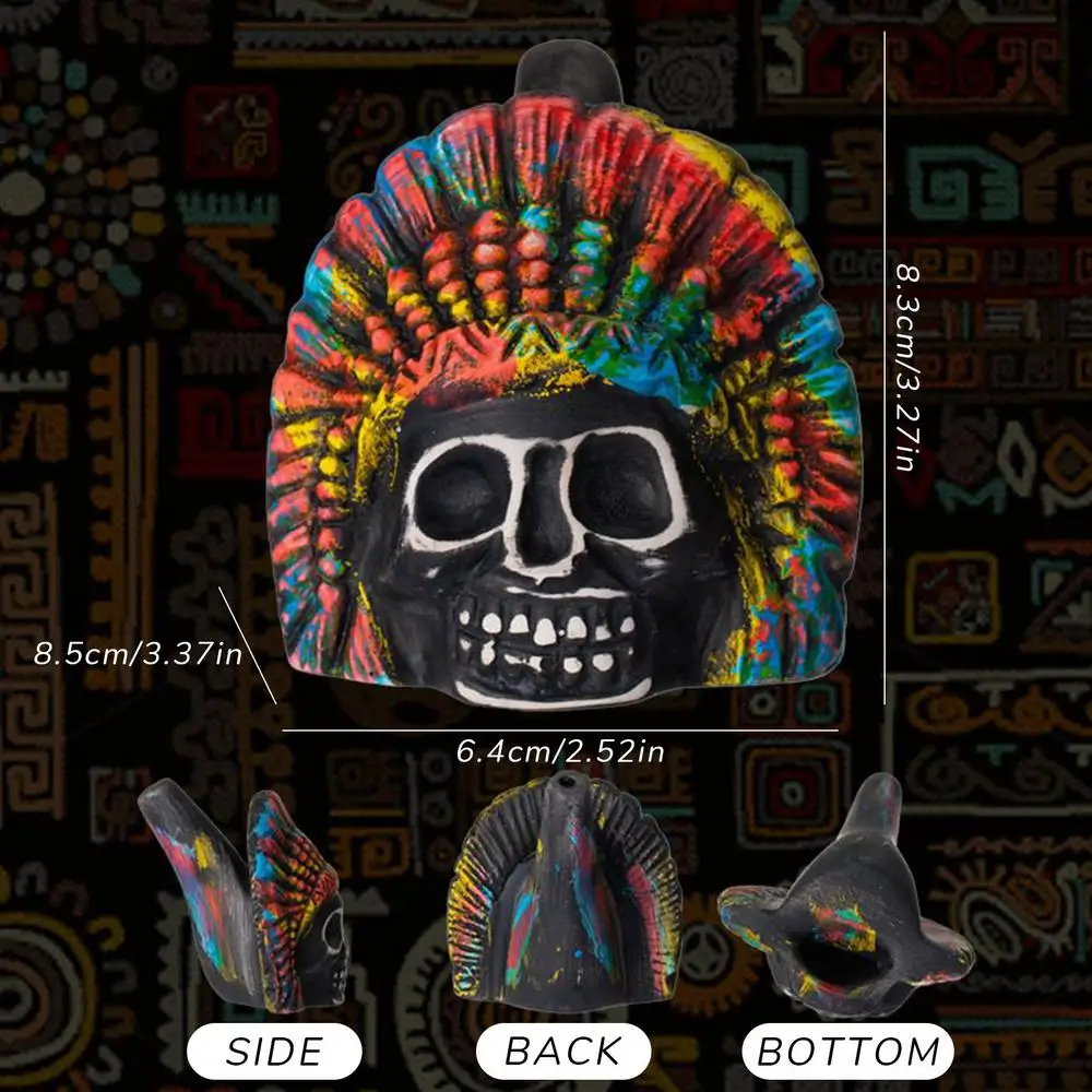 Authentische aztekische Pfeife, laute Spookys, aztekische gruselige Todespfeife, realistisches menschliches schreiende aztekische Geister-Kriegspfeife, Totenkopf-Kopf-Spielzeug