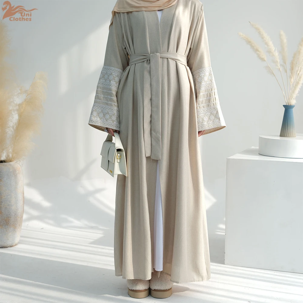 

2025 Ramadan Embroidery Modest Black Abaya Open Abaya Femmes Robe Musulmane Dubai Abaya Islamic Clothing
