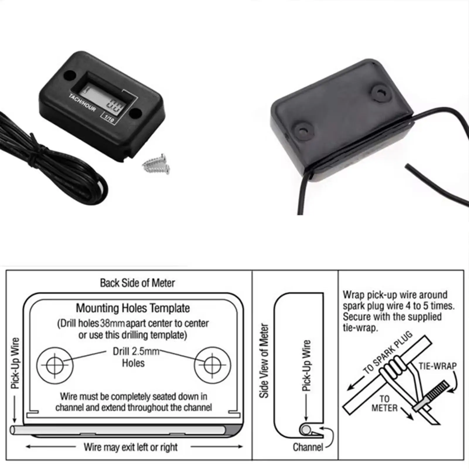 Motorcycle Hour Meter Waterproof LCD Digital Display Motorcycle Tach Hour Meter Tachometer For Engine Maintenance Repair view 3