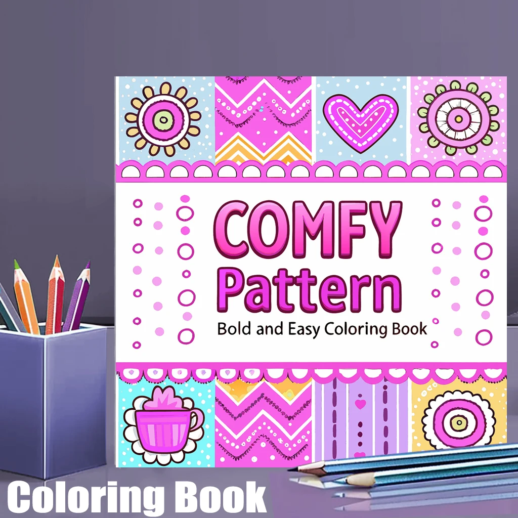 28 Pages Cute Patterns Coloring Book for Adult Stress Reduction | Colouring Book for Stress Relief and Mood Reduction Valentine