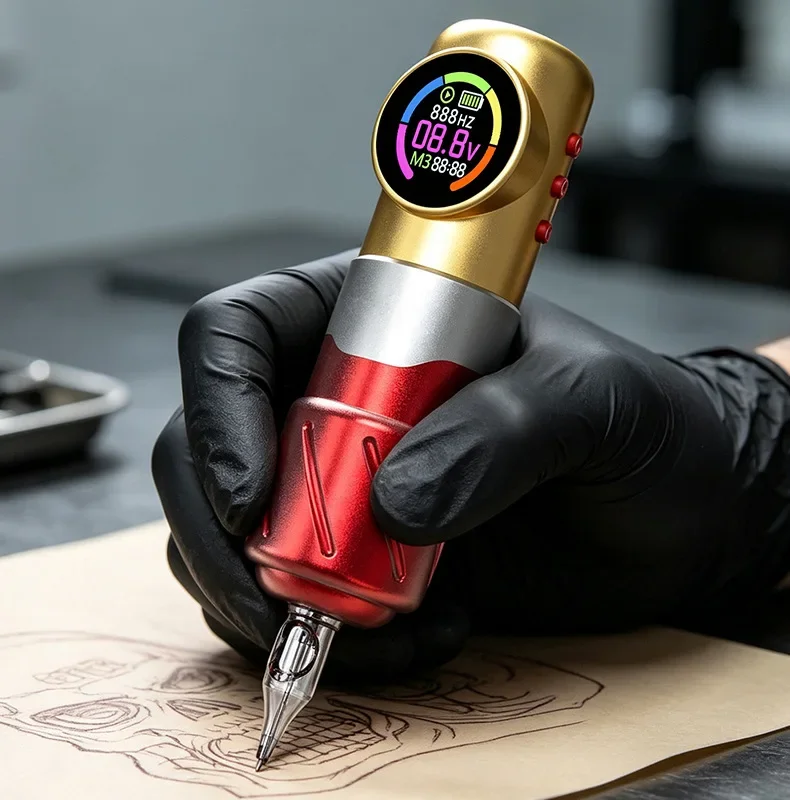 New Wireless Tattoo Pen Machine 1500mAh Battery Charging Digital Display Rotary Tattoo Machine For Tattoo Artists ﻿