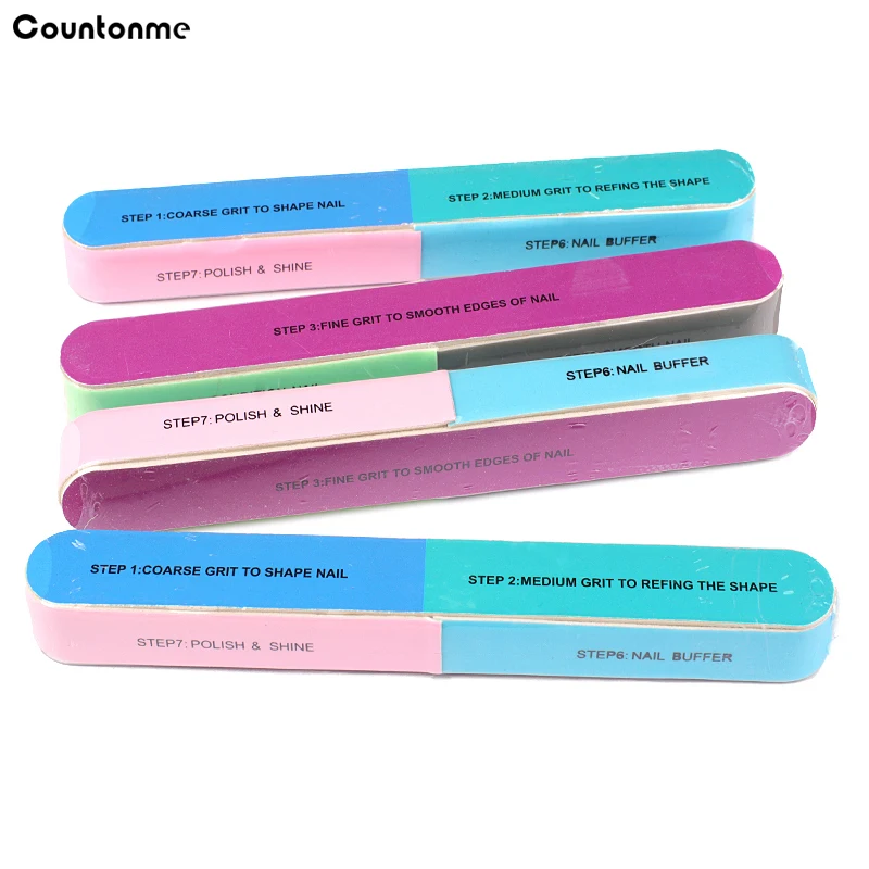 2/5/10Pcs 7 Steps 4-Sided Nail Buffer Blocks Multi Grit Nail Sanding Polishing Strips Professional Manicure Pedicure Nail Tools