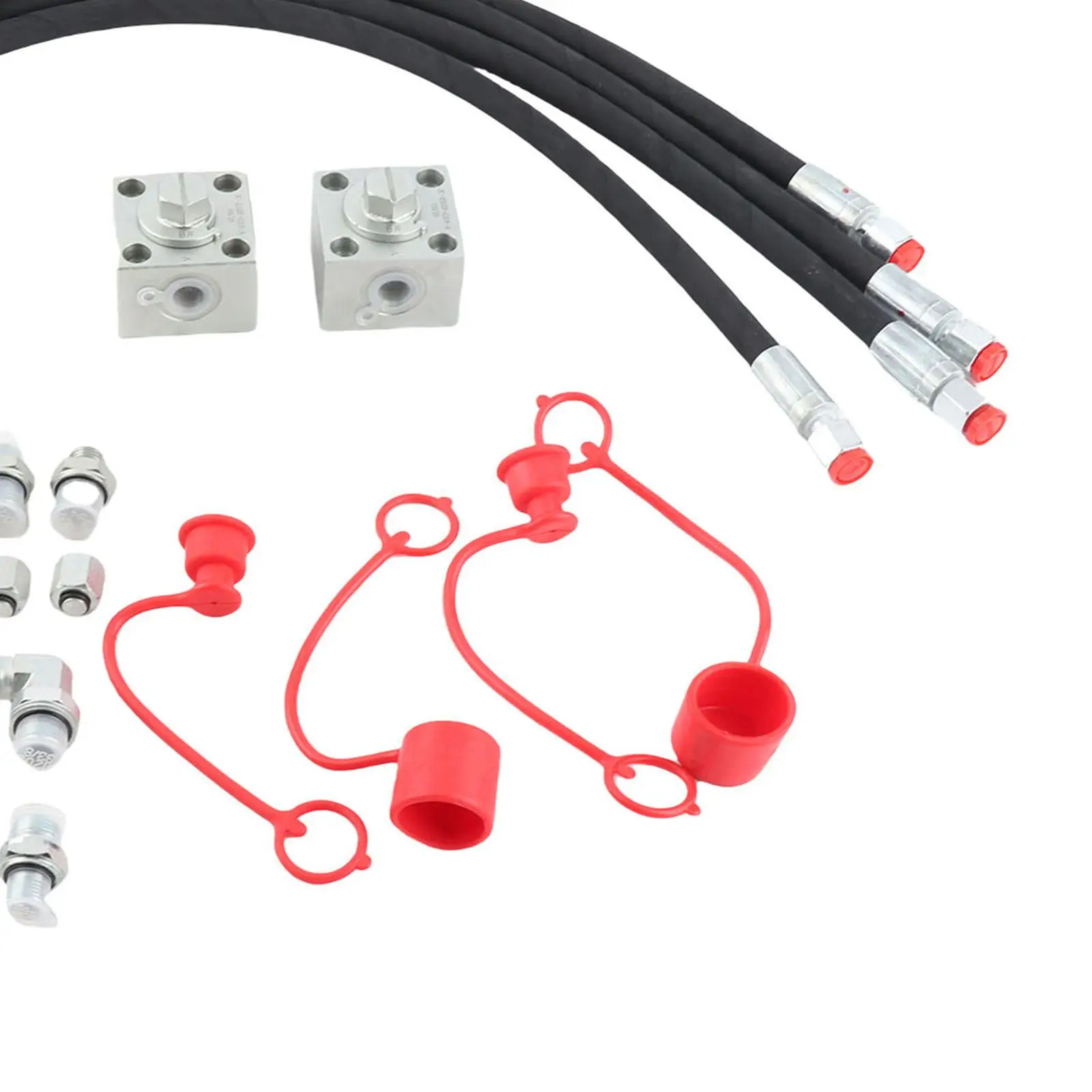 2PCS 3 Way Diverter Valves with Quick Connectors 31 Inch Flexible Hoses for 1-2 Ton Chinese Mini Excavator