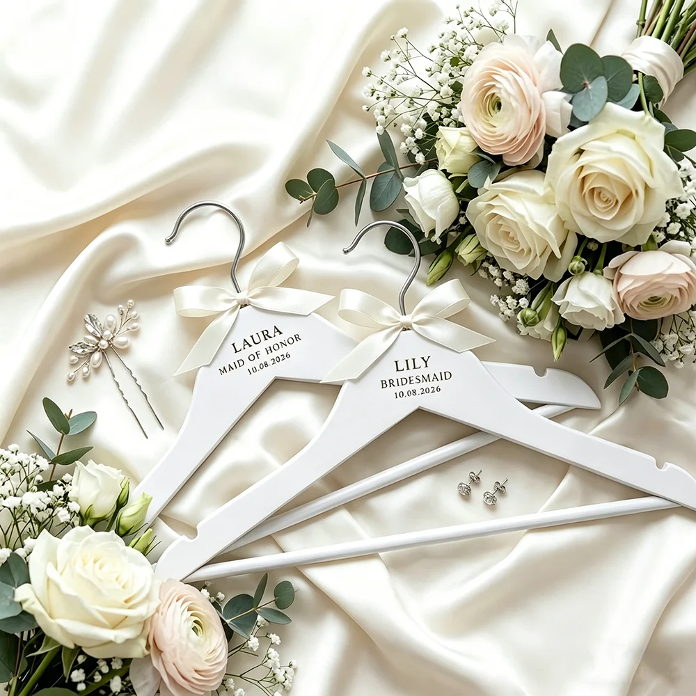 Personalised Engraved Wooden Wedding Dress Hanger Bride Keepsake Hen Party Bridesmaid Maid of Honor Favor Bridal Shower Gift