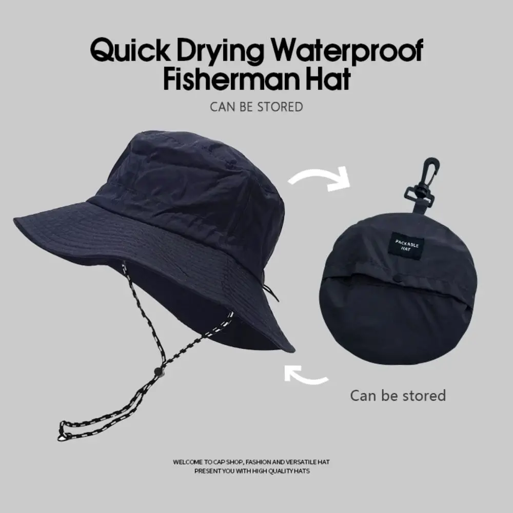 Summer Waterproof Bucket Hat Quick-drying Storage Bag Fishing Cap Sun Protection Portable Panama Cap Camping Hiking