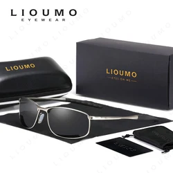LIOUMO Brand New Design Square Sunglasses Polarized Man Blue Mirror Goggle Anti-Glare Driving Glasses For Woman lentes de sol