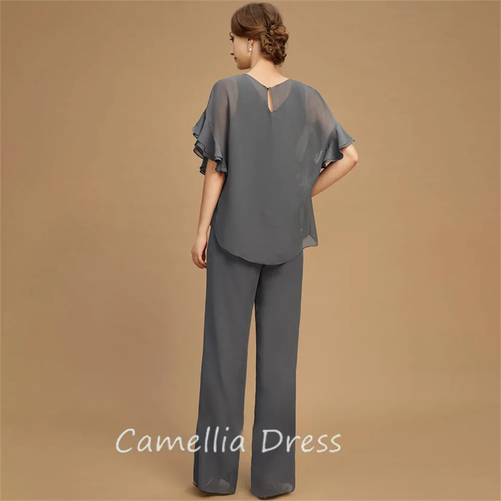 Nieuwe Ronde Hals Moeder Van De Bruid Jurk Jumpsuit Scheidt Vloer-Lengte Chiffon Jurken Formele Vestidos Mae Da Noiva Casamentos