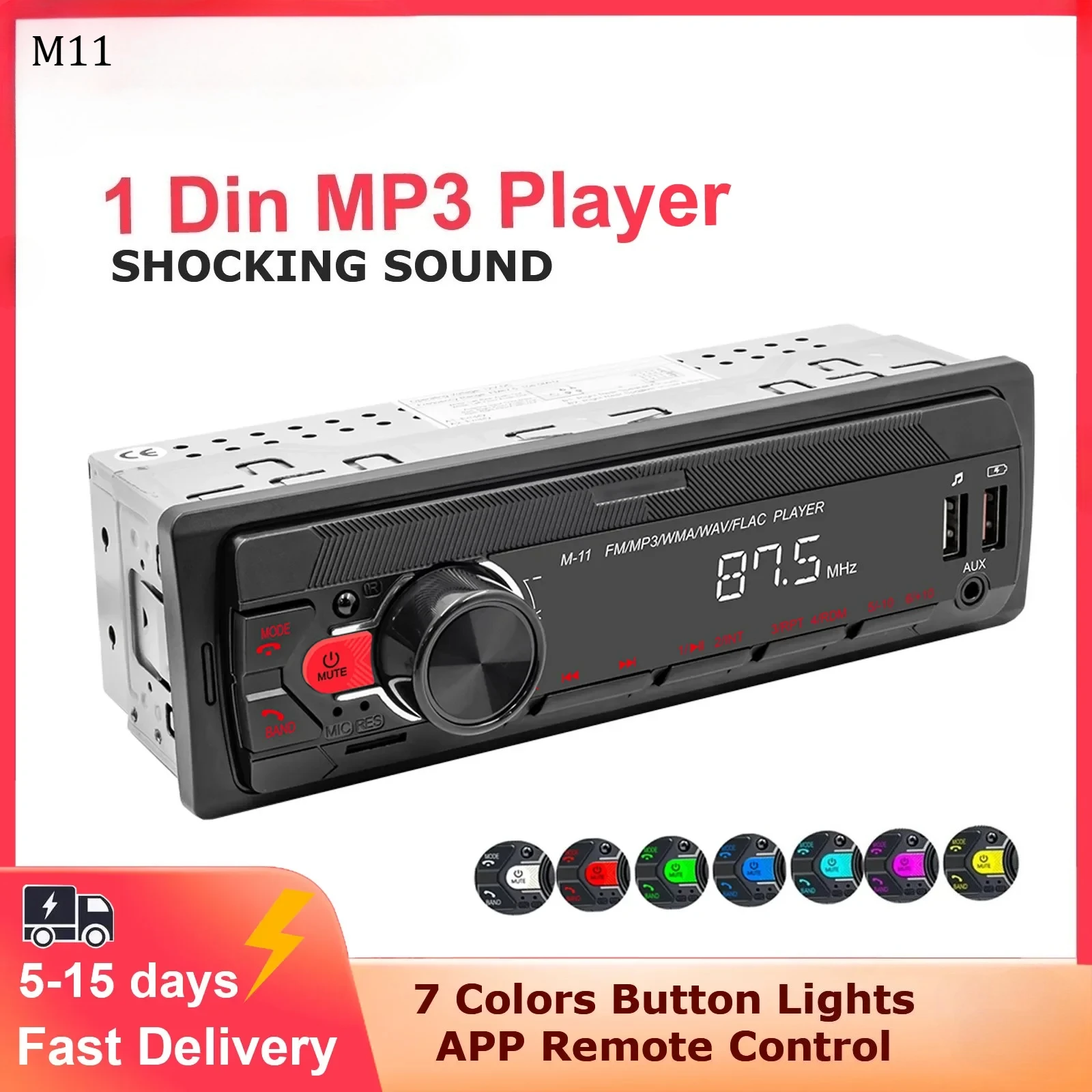 

Car Radio Stereo Player Digital Bluetooth Car MP3 Player FM Radio Stereo Audio Music USB/SD with Built-in AUX Input