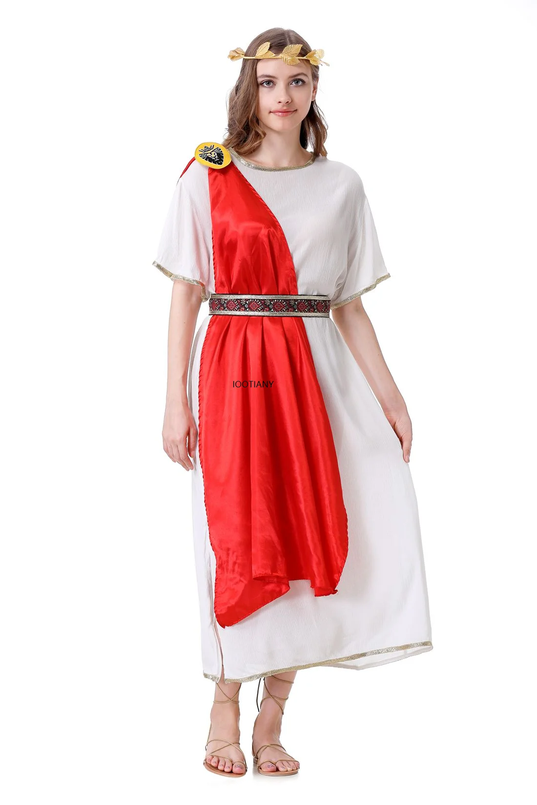 Halloween Ancient Greek Roman Royal Aristocrat Cosplay Costume Adult Ancient Egyptian God Dress With Red Shawl Medieval Rave Set