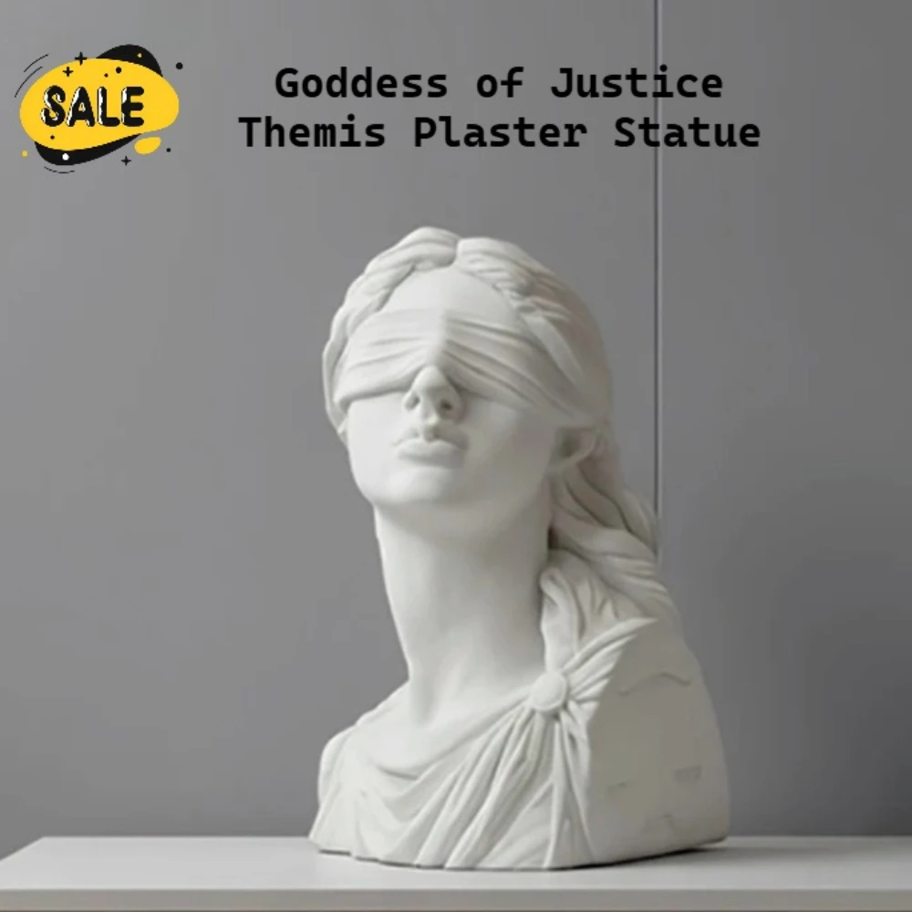 Goddess of Justice Themis Plaster Statue Desk Decoration Classical Artwork Half Body Characters Sculpture Room Aesthetic Decor