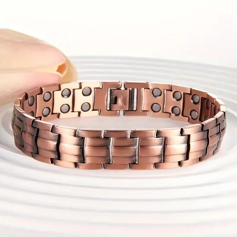 

Men's Copper Magnetic Bracelet Elegant 99.99% Solid Copper Bracelets with Double-Row Strong Magnets,Magnetic Jewelry