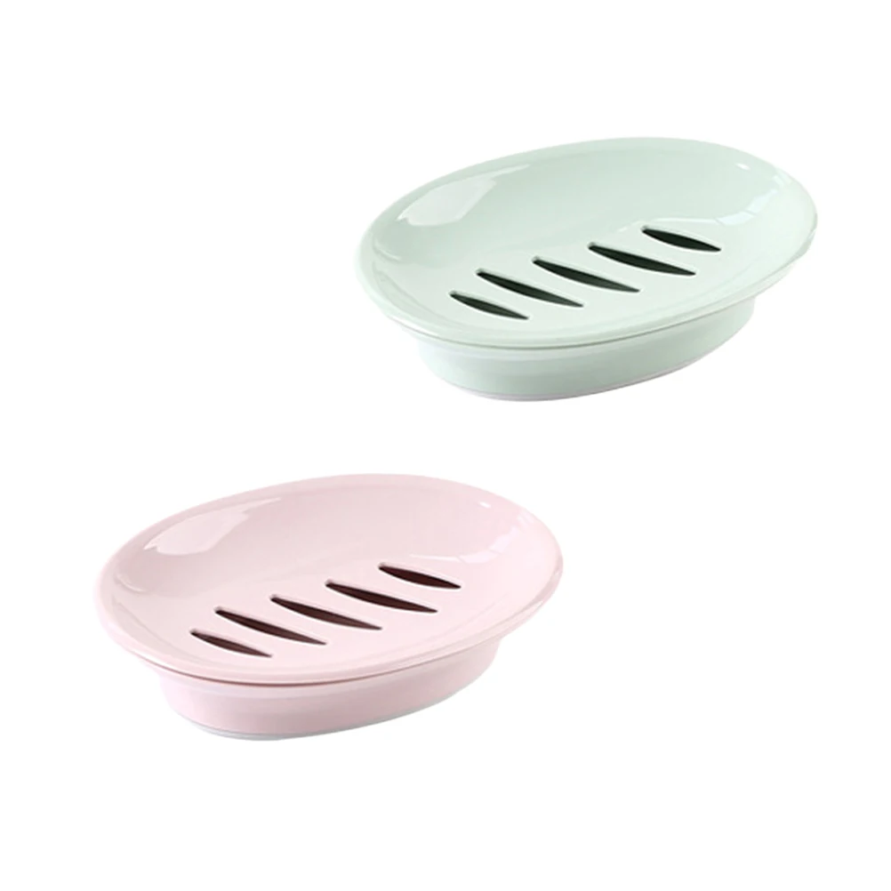 

Oval Shaped Double Drainer Holder Round Soap Dish Drainage Travel Gym Bathroom Storage Holder Soap Dish Drainer