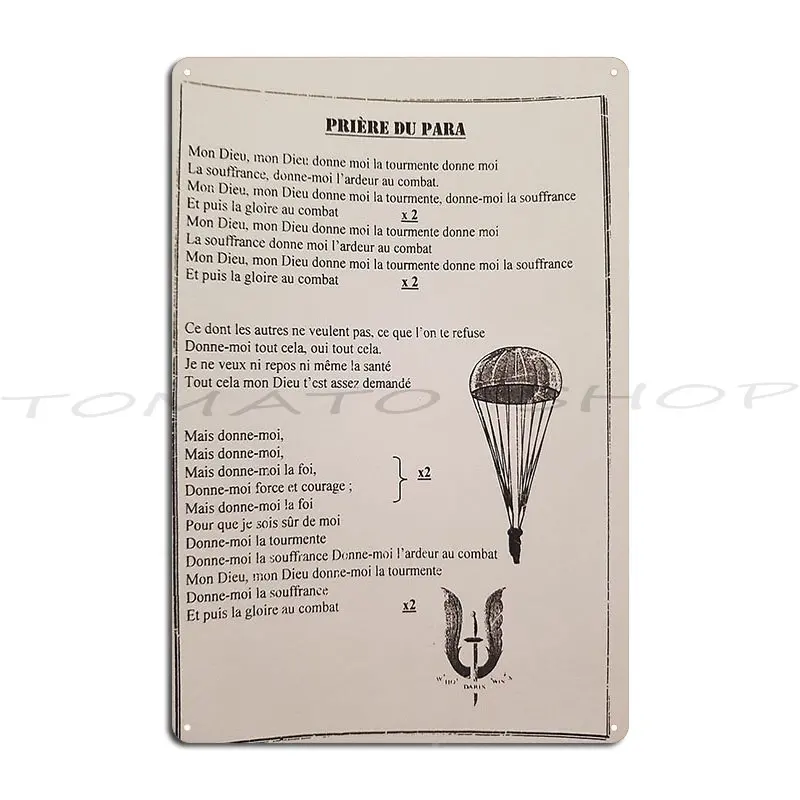 Flight 1962 Parachute Patent Sky Diving Metal Signs Cinema Custom Mural Wall Custom  Tin Sign Poster