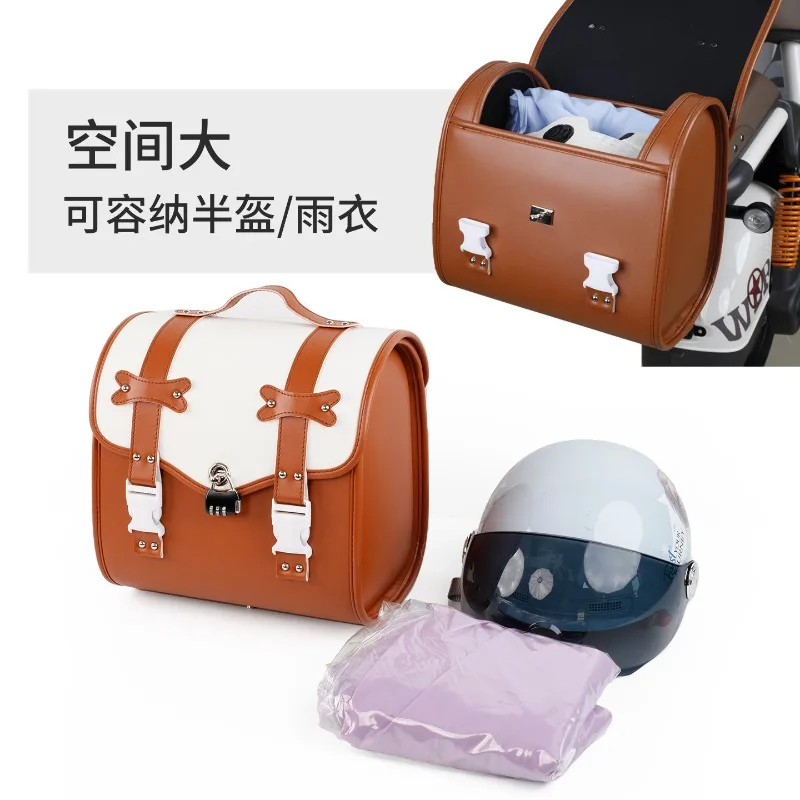 Large Capacity Colorful Waterproof Rear Tail Helmet Storage Bag E-Bike Back Seat Luggage Box for Electric Scooter Motorcycle