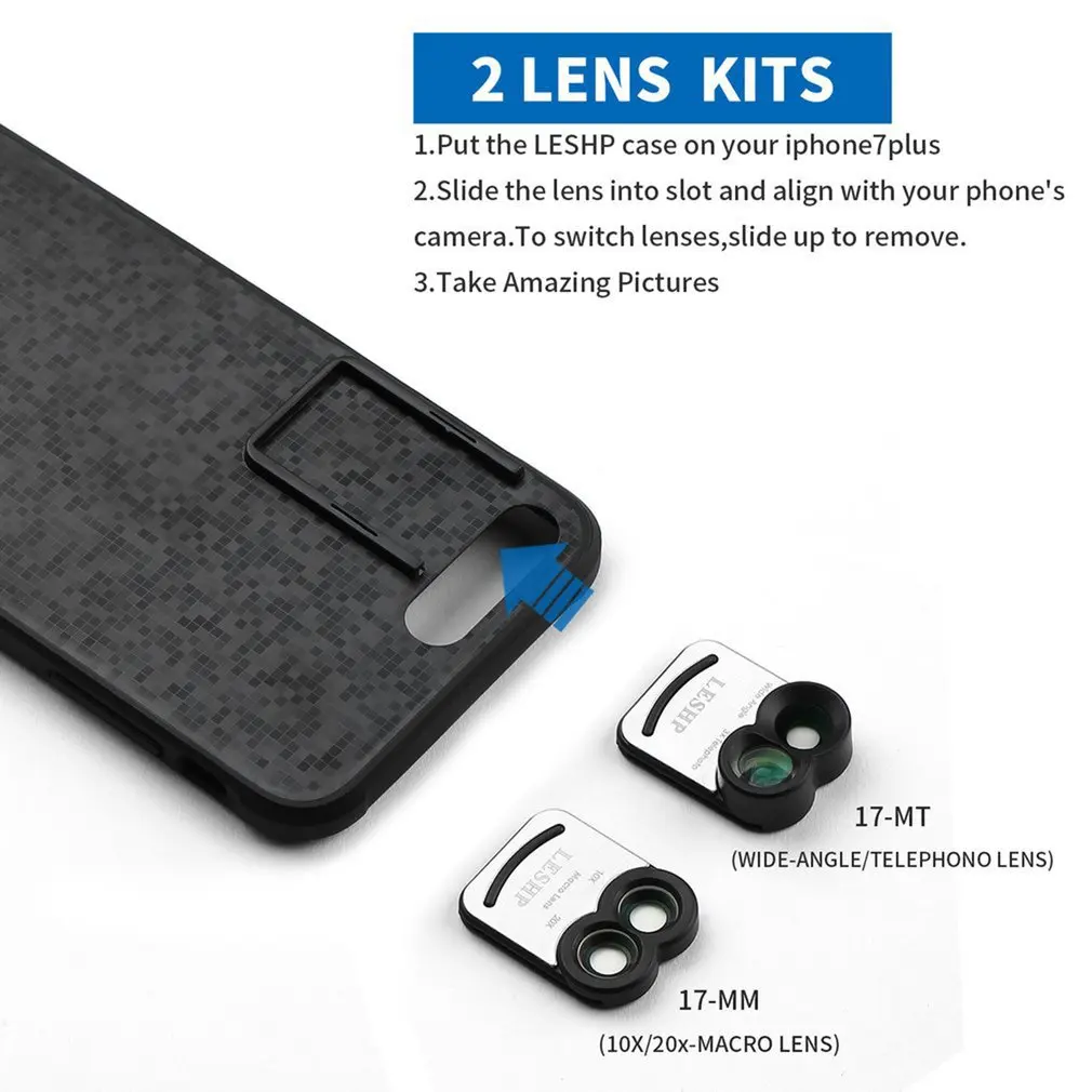 Convenient Simple Usage 10X 20X For Macro Len 3X Telephoto Wide Angle For Iphone 7 Plus With Phone Shell Len Cloth