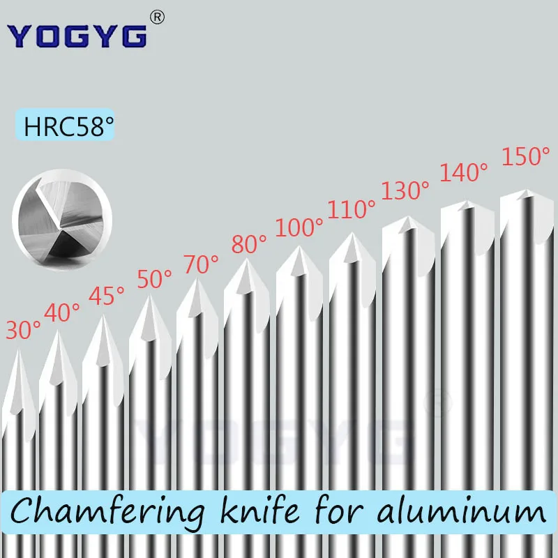 HRC58 Chamfer Milling Cutter 30 40 45 50 70 80 100 110 130 140 150 Degree Deburr End Mill Engraving Chamfer To Cutter Aluminum