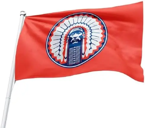 ORANGE Illinois Fighting Illini Chief Flag 3X5 Feet NEW Grommets - Banner Bar Decor Man Cave