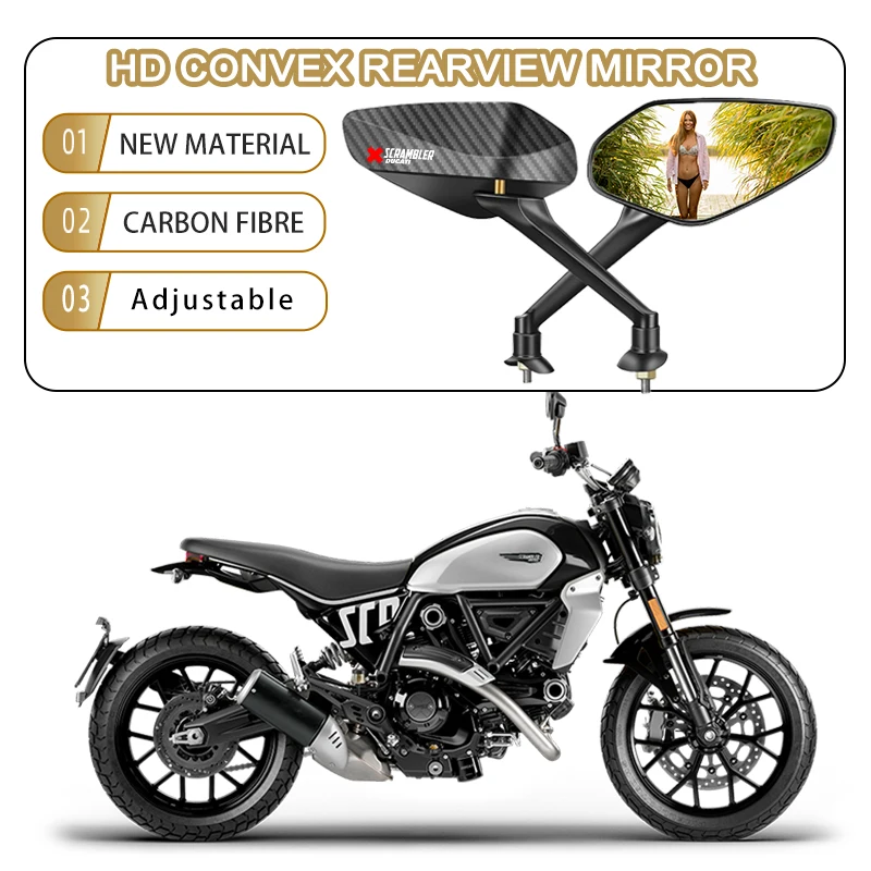 

Прочные зеркала заднего вида для мотоцикла из углеродного волокна для Scrambler 400 1200 Scrambler 800 Scrambler 1100 Обновление Простая установка