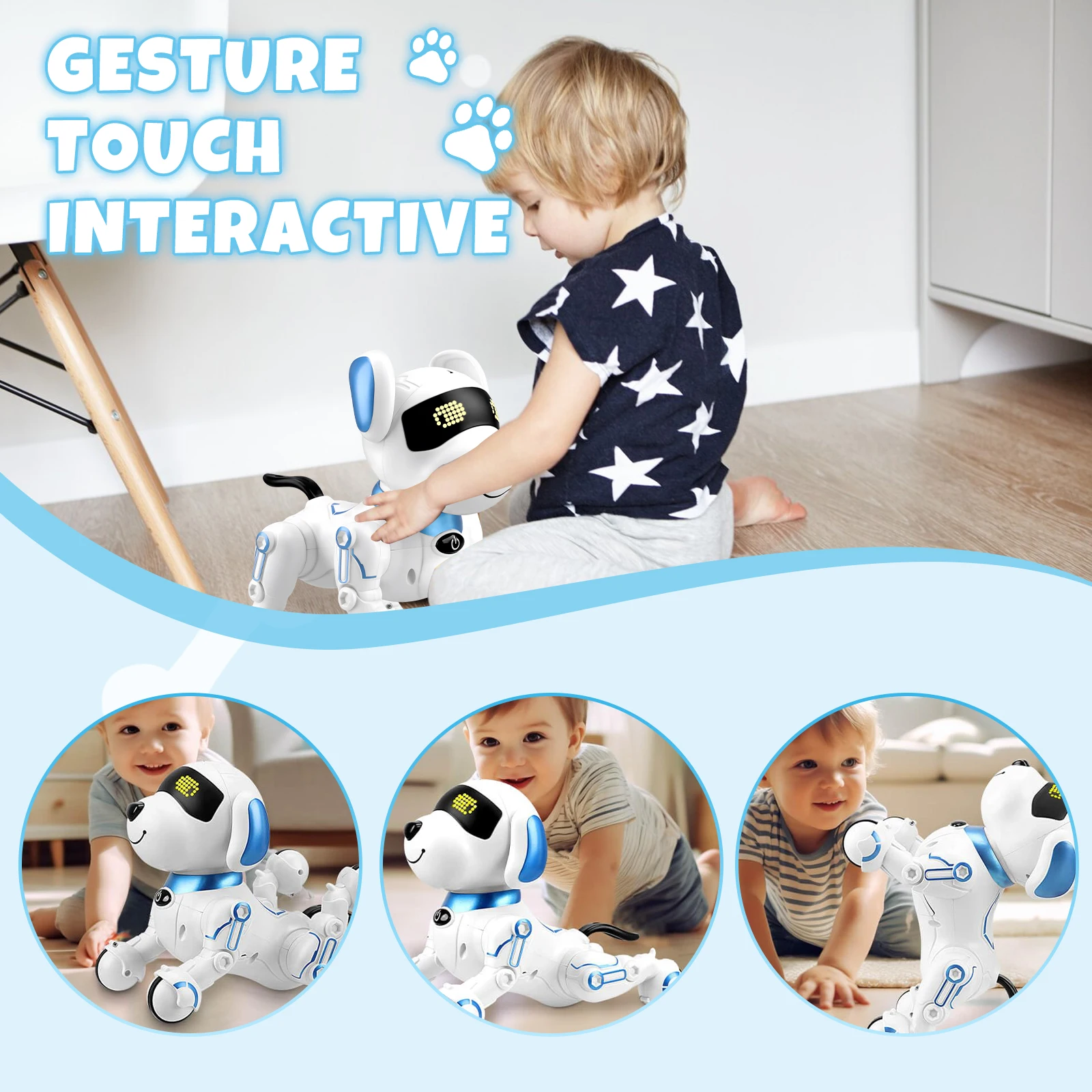 Perro robótico con Control remoto inteligente, sonido electrónico simulado, música para caminar, comando de canto, juguetes programables para niños