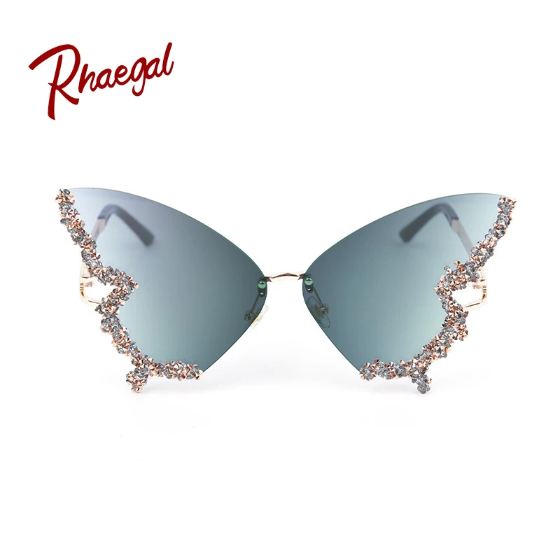

Rhaegal High Quality Rhinestone Gradient Multicolor Women Butterfly Sunglasses Original Design Unique Sun Shade Glasses Eyewear