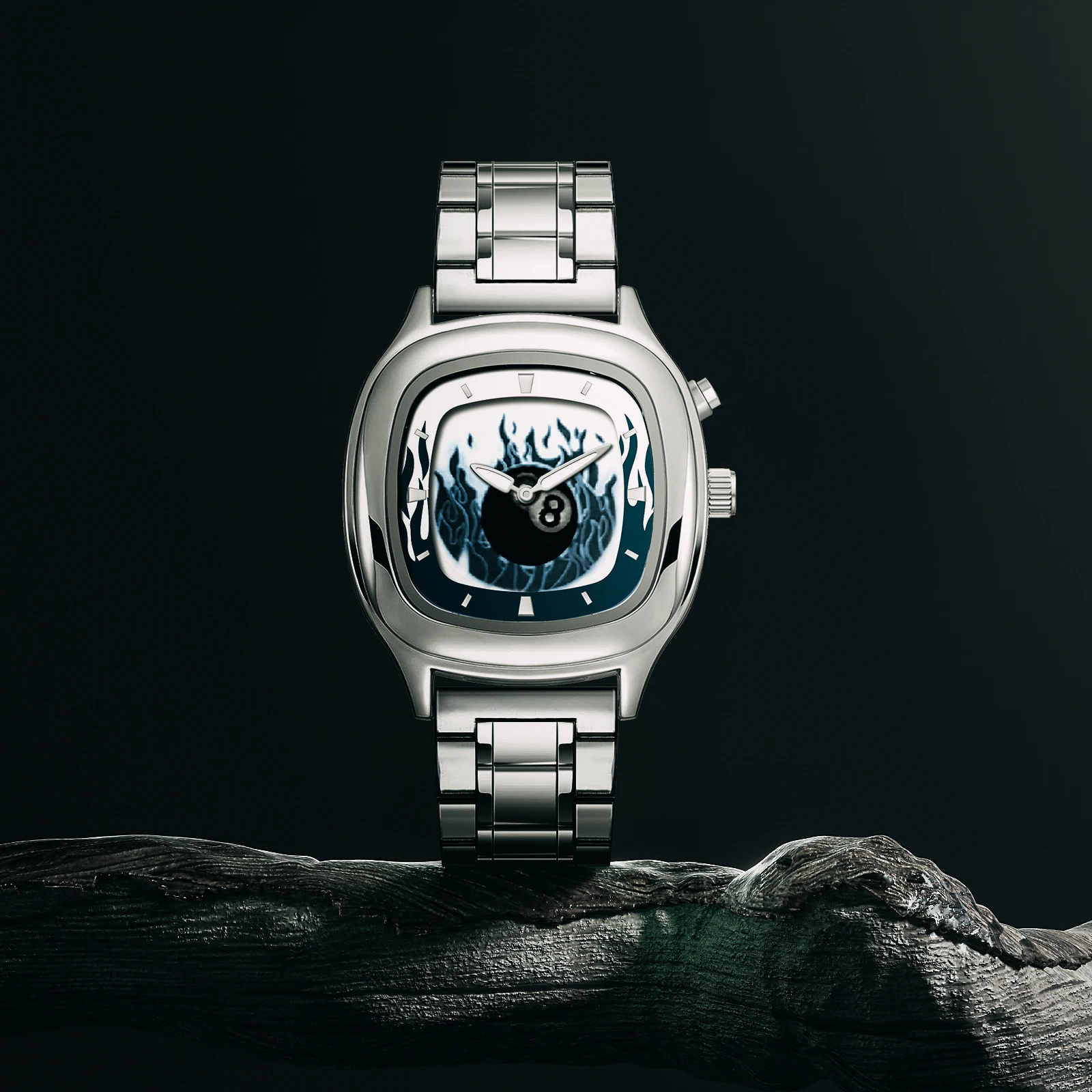 Men's Y2K Ana-Digi Watch Stainless Steel Retro Flame Dial BenlyDesign Digital Analog Quartz Wristwatch Luxury Sport Bracelet