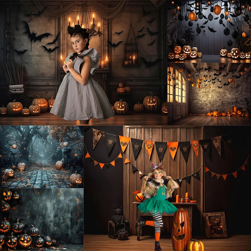 

Halloween Photography Background Horror Room Bat Moon Party Decoration Backdrops Kids Portrait Photo Studio Props Banner