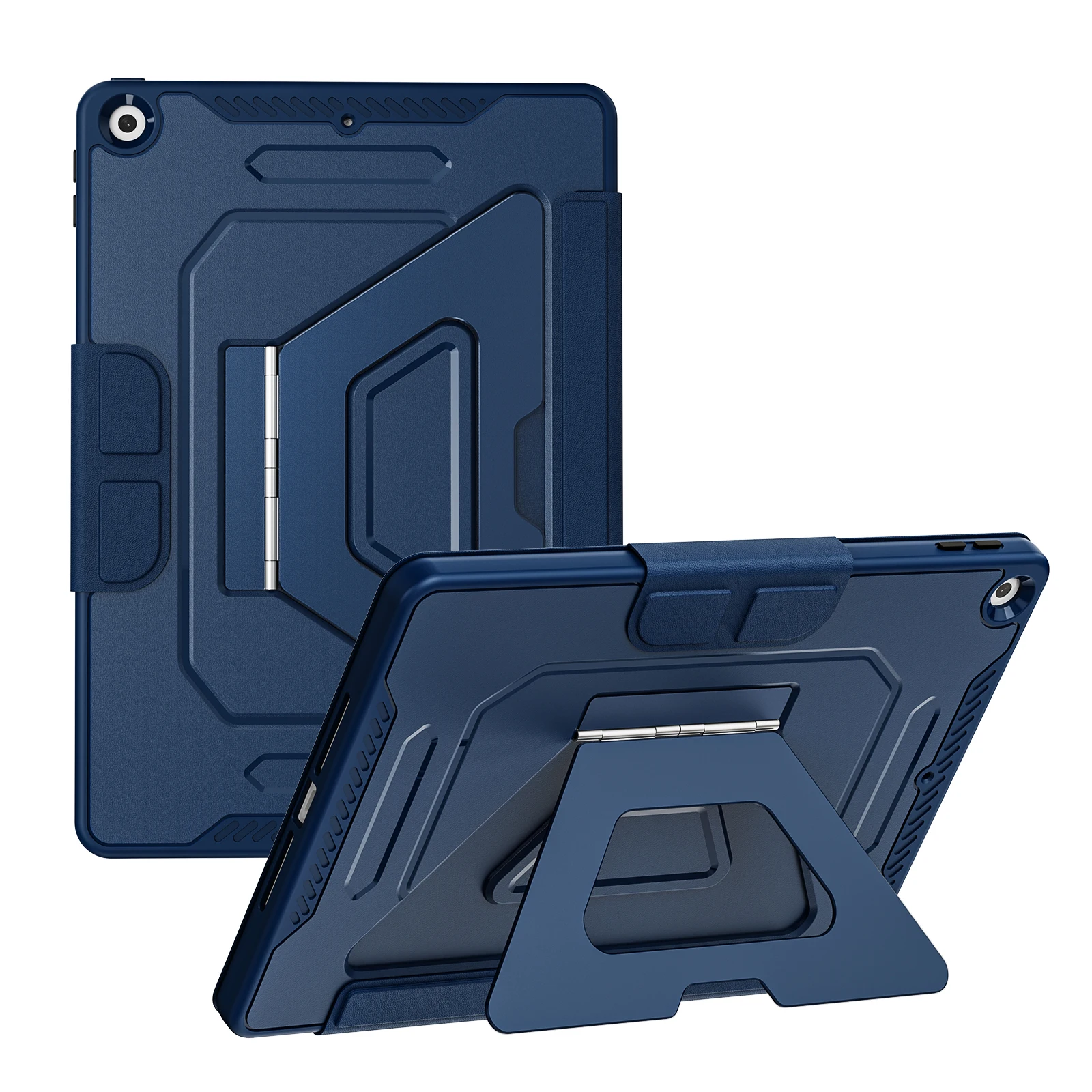 Tablet Case For iPad 10.2 (2021)  /  (2020)  /  (2019) Aluminum Alloy Kickstand Tri Fold Stand Detachable Leather TPU PC Cover -