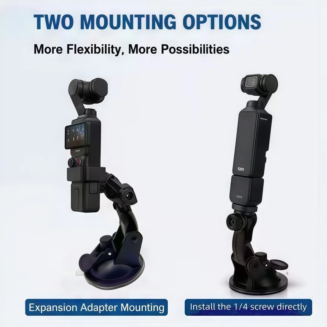 Suction Cup Mount Suitable for Dji Osmo Pocket 4/3/Xtra, Car Windshield Window Dashboard Mount Kit, with Extension Adapter Accessories, Suitable for Dji Osmo Pocket 4 3 Cameras