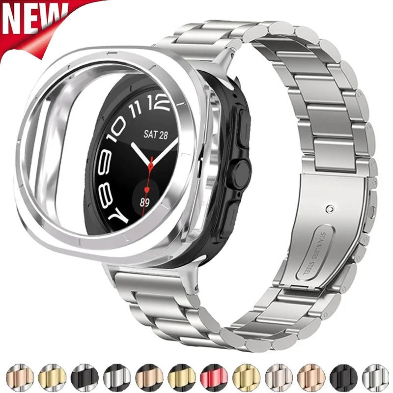 

Case+Metal Strap for Samsung Galaxy Watch Ultra 47mm Smartwatch Bracelet Stainless Steel Band for Galaxy Ultra Wristband