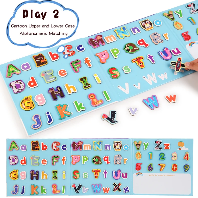 어린이 수학 산술 몬테소리 영어 자기 편지 카드 퍼즐 철자 게임 어린이를위한 교육 장난감 선물