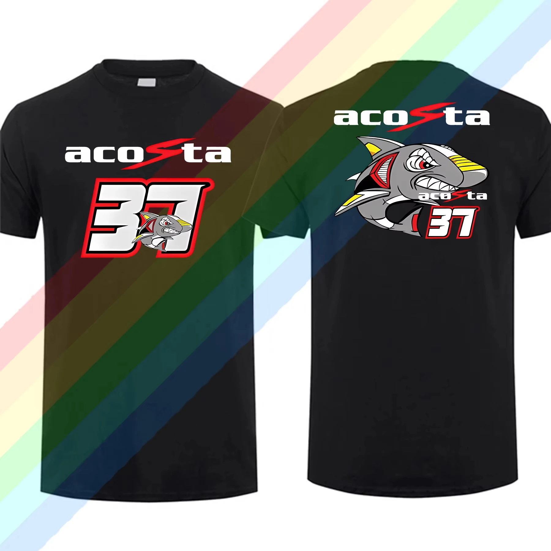 2025 جديد بيدرو أكوستا 37 القرش GP سباق تي شيرت الرجال قصيرة الأكمام مغامرة عادية الأبيض الهيب هوب دراجة نارية المحملة موتو #2