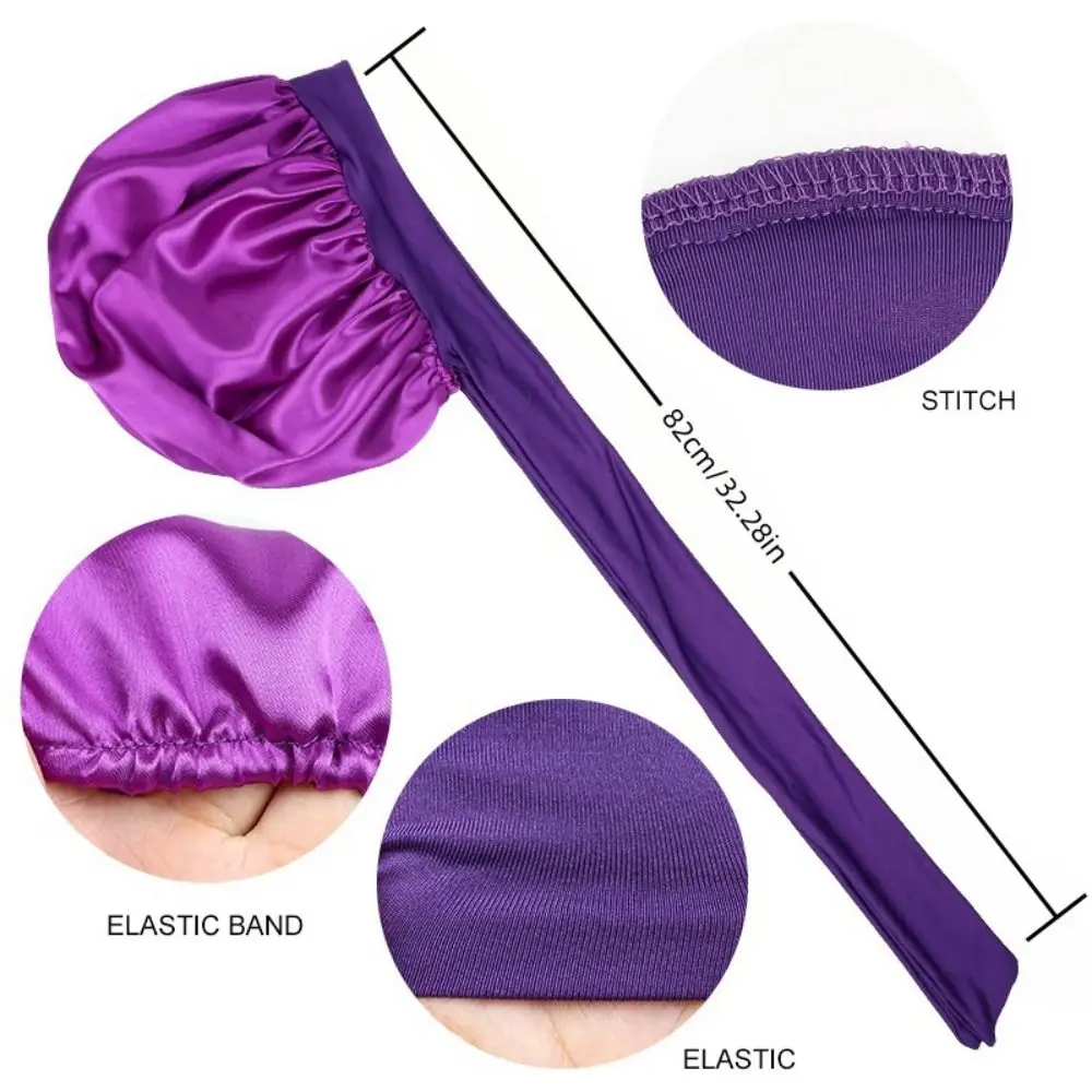 Satin Material Sleeping Bonnet Adjustable Strap Solid Color Hair Care Cap Wide Brim Design Soft Protective Hair Bonnet