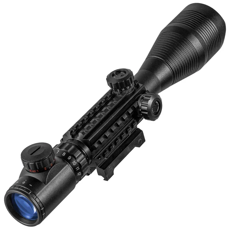 VOMZ 4-12x50 Hunting Red Green Dot Scope Illuminated Rangefinder Reticle Adjustable Optics Light Scope Slideway 20mm Sight